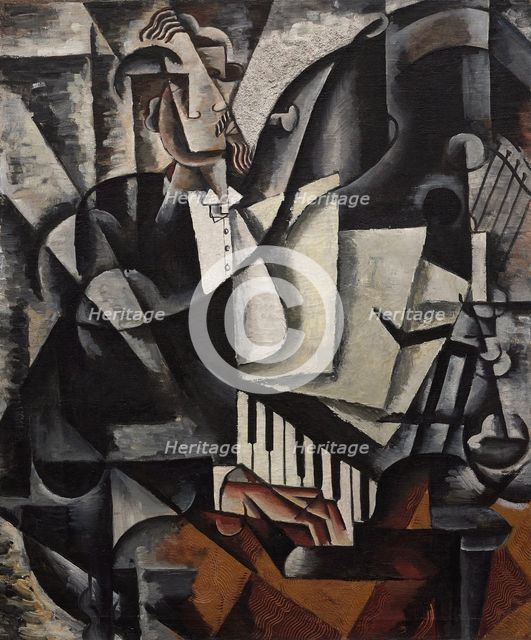 The Pianist, 1915. Creator: Popova, Lyubov Sergeyevna (1889-1924).