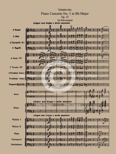 The Piano Concerto No. 1, Op. 23 by Pyotr Tchaikovsky, 1875.