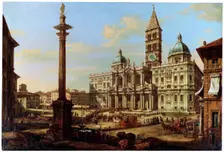 The Piazza and Church of Santa Maria Maggiore in Rome 1739. Artist: Bernardo Bellotto