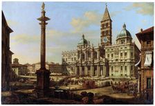 The Piazza and Church of Santa Maria Maggiore in Rome 1739. Artist: Bernardo Bellotto