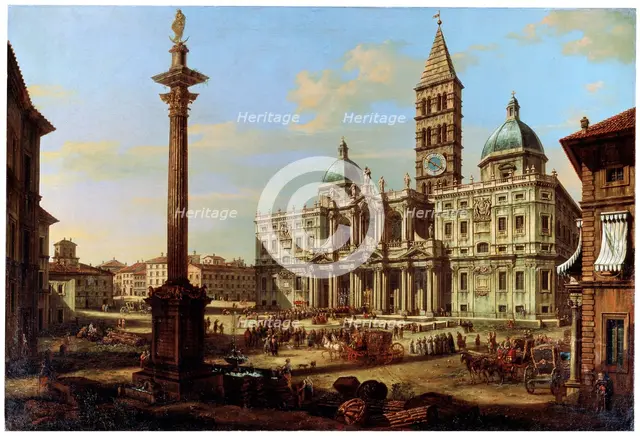 'The Piazza and Church of Santa Maria Maggiore in Rome', 1739. Artist: Bernardo Bellotto