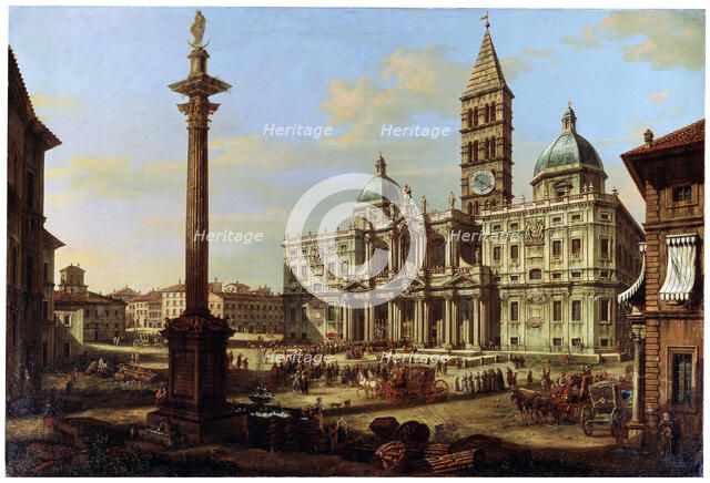 'The Piazza and Church of Santa Maria Maggiore in Rome', 1739. Artist: Bernardo Bellotto
