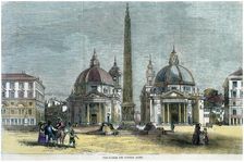 The Piazza del Popolo, Rome Italy, c1880
