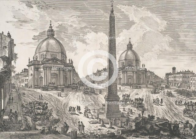 The Piazza del Popolo (Veduta della Piazza del Popolo), ca. 1750. Creator: Giovanni Battista Piranesi.