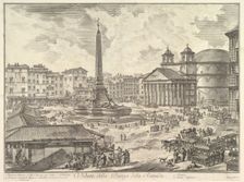 The Piazza della Rotonda, with the Pantheon and Obelisk (Veduta della Piazza della Rot..., ca. 1751. Creator: Giovanni Battista Piranesi