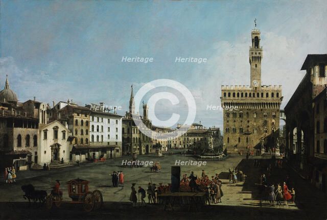 The Piazza della Signoria in Florence, 1742. Artist: Bellotto, Bernardo (1720-1780)