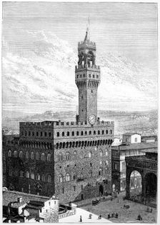 The Piazza della Signoria, Palazzo Vecchio, Florence, Italy, 1882
