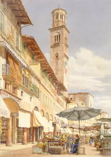 The Piazza delle Erbe, Verona, June - September 1884. Artist: Frank Randal