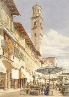 The Piazza delle Erbe, Verona, June - September 1884. Artist: Frank Randal