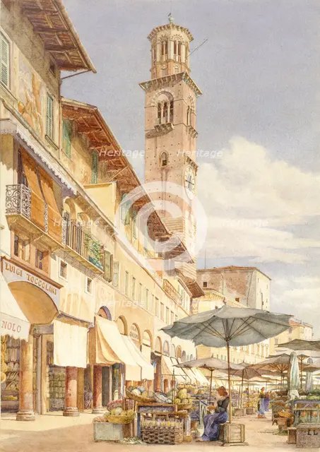 The Piazza delle Erbe, Verona, June - September 1884. Artist: Frank Randal.