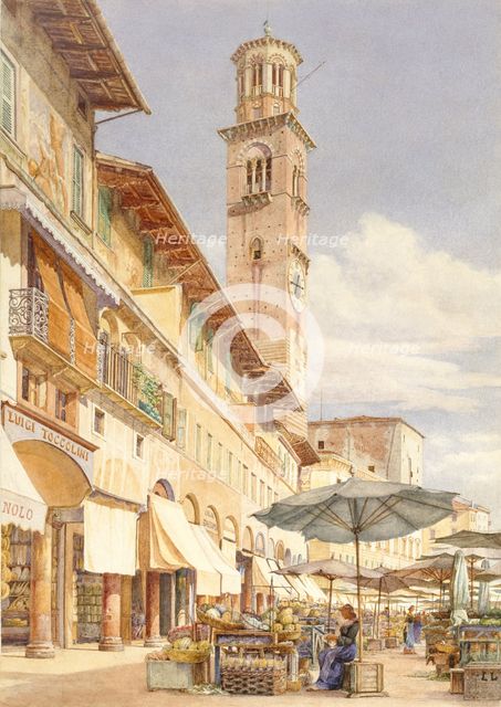 The Piazza delle Erbe, Verona, June - September 1884. Artist: Frank Randal.