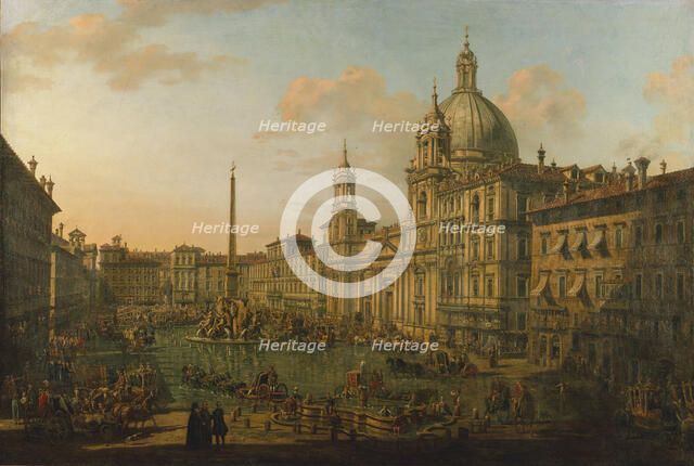 The Piazza Navona in Rome, Early 1740s. Creator: Bellotto, Bernardo (1720-1780).
