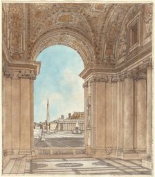 The Piazza of Saint Peter's Seen through an Arch of the Basilica, 1778/1779. Creator: Giacomo Antonio Domenico Quarenghi