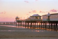 The pier at Lytham St Anne's viewed at sunset, Lancashire, 1999. Artist: P Williams