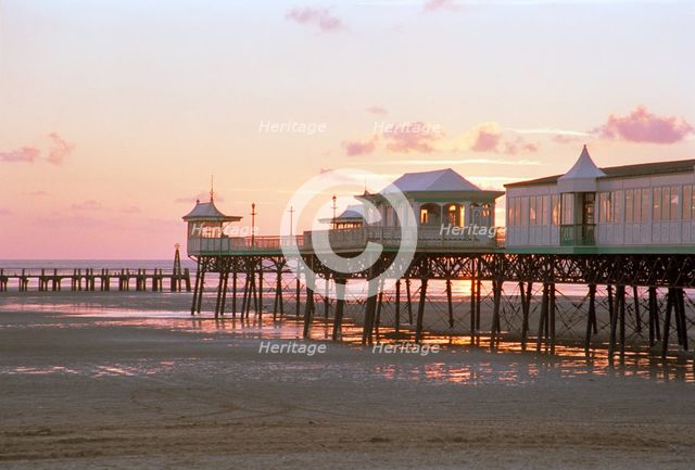 The pier at Lytham St Anne's viewed at sunset, Lancashire, 1999. Artist: P Williams
