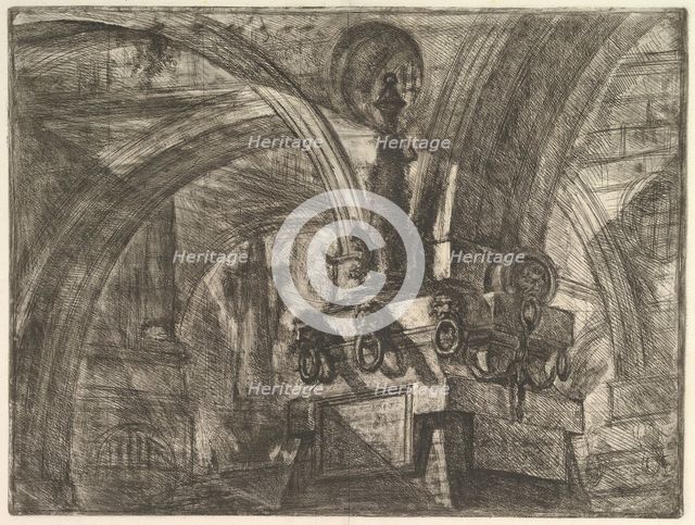 The Pier with a Lamp, from Carceri d'invenzione (Imaginary Prisons), ca. 1749-50. Creator: Giovanni Battista Piranesi.