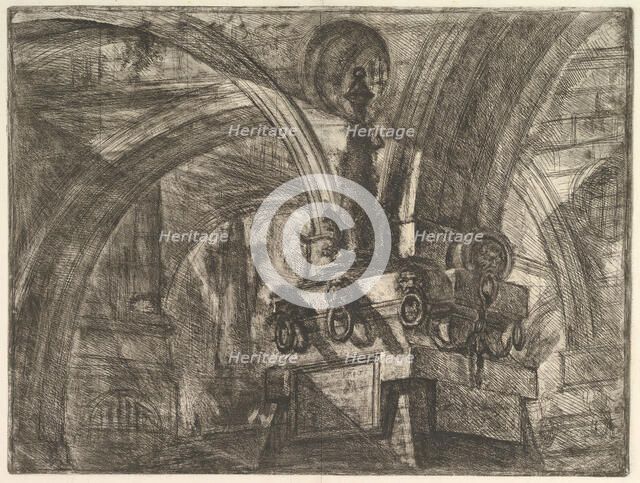 The Pier with a Lamp, from Carceri d'invenzione (Imaginary Prisons), ca. 1749-50. Creator: Giovanni Battista Piranesi.