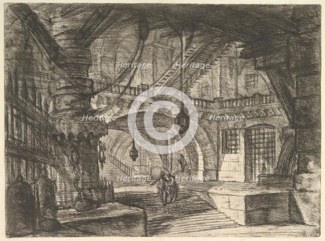 The Pier with Chains, from Carceri d'invenzione (Imaginary Prisons), ca. 1749-50. Creator: Giovanni Battista Piranesi.