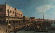 The Pier towards the Riva degli Schiavoni with the Column of Saint Mark, before 1742. Creator: Canaletto (1697-1768)