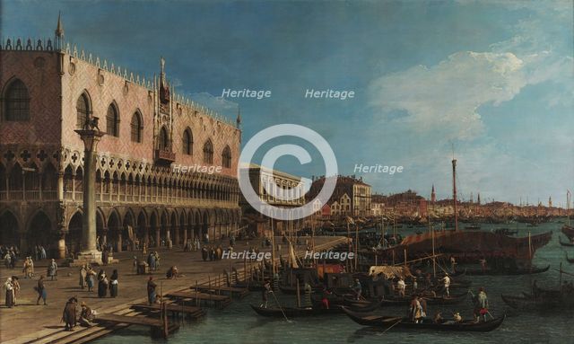 The Pier towards the Riva degli Schiavoni with the Column of Saint Mark, before 1742. Creator: Canaletto (1697-1768).