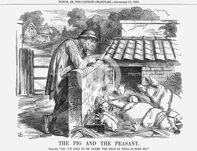 'The Pig and The Peasant', 1863. Creator: John Tenniel.
