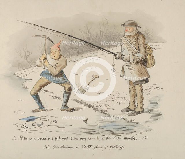 The Pike is a voracious fish and bites readily in the Winter months-Old Gentleman..., 1830-64. Creator: John Leech.