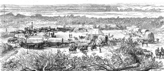 ''The Pioneer Corps of the British South African Company on the way to Mashonaland; A Laager of the  Creator: Unknown.