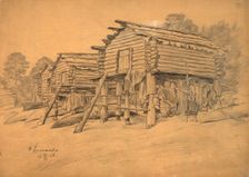 The pilot's storage sheds, 1928. Creator: Dmitrii Innokent'evich Karatanov
