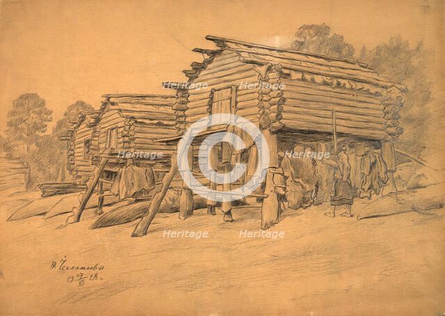 The pilot's storage sheds, 1928. Creator: Dmitrii Innokent'evich Karatanov.