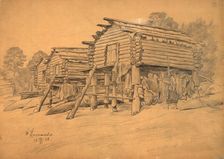 The pilot's storage sheds, 1928. Creator: Dmitrii Innokent'evich Karatanov