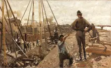 The pile driving on the Van Diemenstraat in Amsterdam, 1897