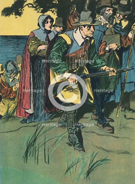 'The Pilgrim Fathers Entering The New World', c1907. Artist: Unknown.