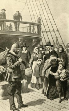 The Pilgrim Fathers Leaving England (1902). Creator: C. Howard