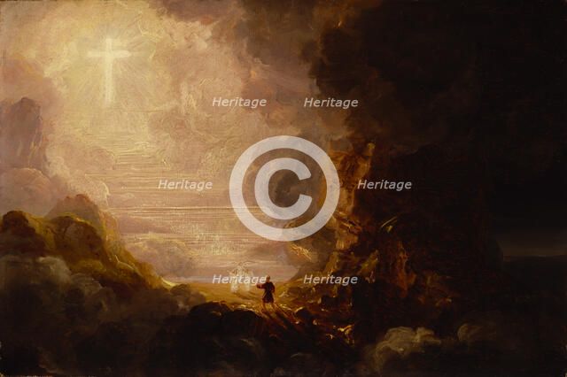 The Pilgrim of the Cross at the End of His Journey (study for series, The Cross and the World), ca.  Creator: Thomas Cole.