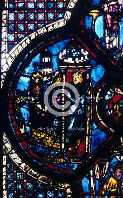 The pilgrim leaves Jerusalem for Jericho, stained glass, Chartres Cathedral, France, 1205-1215. Artist: Unknown