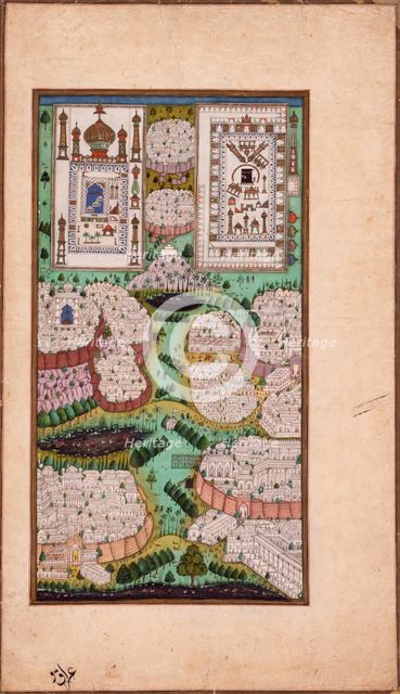 The Pilgrimage Cities of Arabia, Folio from a Gulshan-i 'Ishq (Rose Garden of Love), c1700. Creator: Unknown.