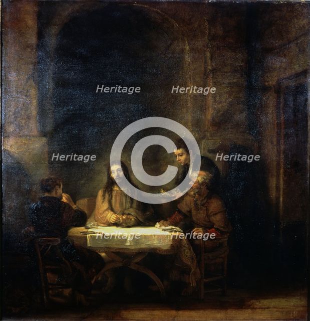  'The Pilgrims of Emmaus', 1648, by  Harmenszoon Rembrandt.