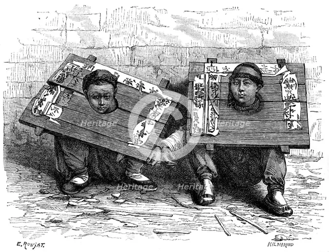 The pillory in Japan before the revolution, 1895.Artist: Hildibrand