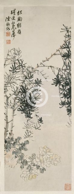 The Pine and the Chrysanthemum Endure, probably 1901 - 1925. Creator: Chen Hengke.