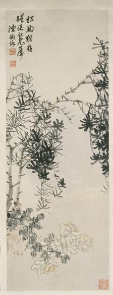 The Pine and the Chrysanthemum Endure, probably 1901 - 1925. Creator: Chen Hengke