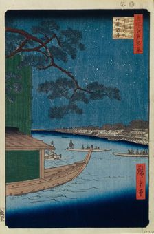 The Pine of Success and Oumayagashi on the Asakusa River (One Hundred Famous Views of Edo), 1856-1858. Artist: Hiroshige, Utagawa (1797-1858)