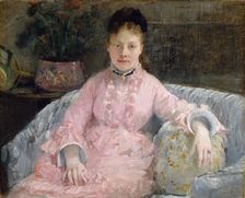 The Pink Dress (Albertie-Marguerite Carré, later Madame Ferdinand-Henri Himmes), ca. 1870. Creator: Berthe Morisot