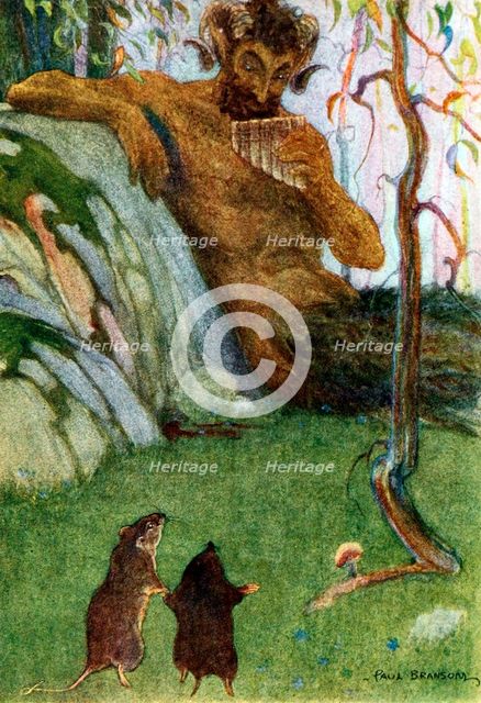 The Piper at the Gates of Dawn from Wind in the Willows, pub. 1913 (colour lithograph), 1913. Creator: Paul Bramson.