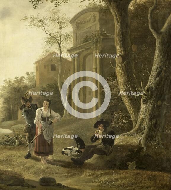 "The Piper (Shepherd Scene with Shawm Player, 1646. Creator: Jan Baptist Wolfaerts.