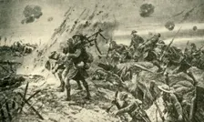 The Pipers at Longueval...July 14, 1916 First World War, (c1920). Creator: Unknown