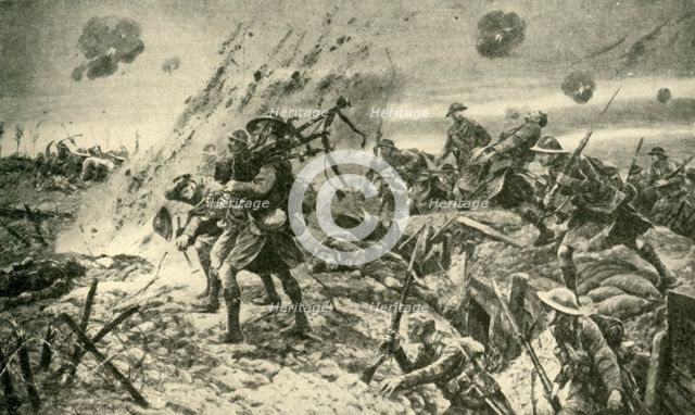 'The Pipers at Longueval...July 14, 1916', First World War, (c1920). Creator: Unknown.