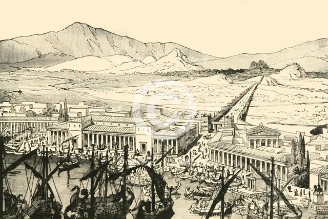 'The Piraeus with the Long Walls, Restored', 1890.   Creator: Unknown.