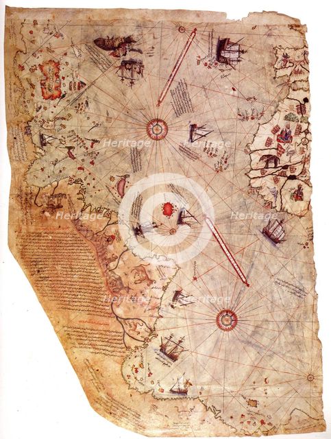 The Piri Reis world map, 1513. Artist: Piri Reis (1470-1553)