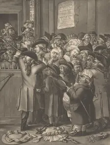 The Pit Door/ La Porte du Parterre, November 9, 1784. Creator: After Robert Dighton the Elder