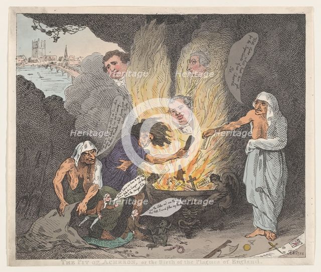 The Pit of Acheron or The Birth of the Plagues of England, January 28, 1784., January 28, 1784. Creator: Thomas Rowlandson.